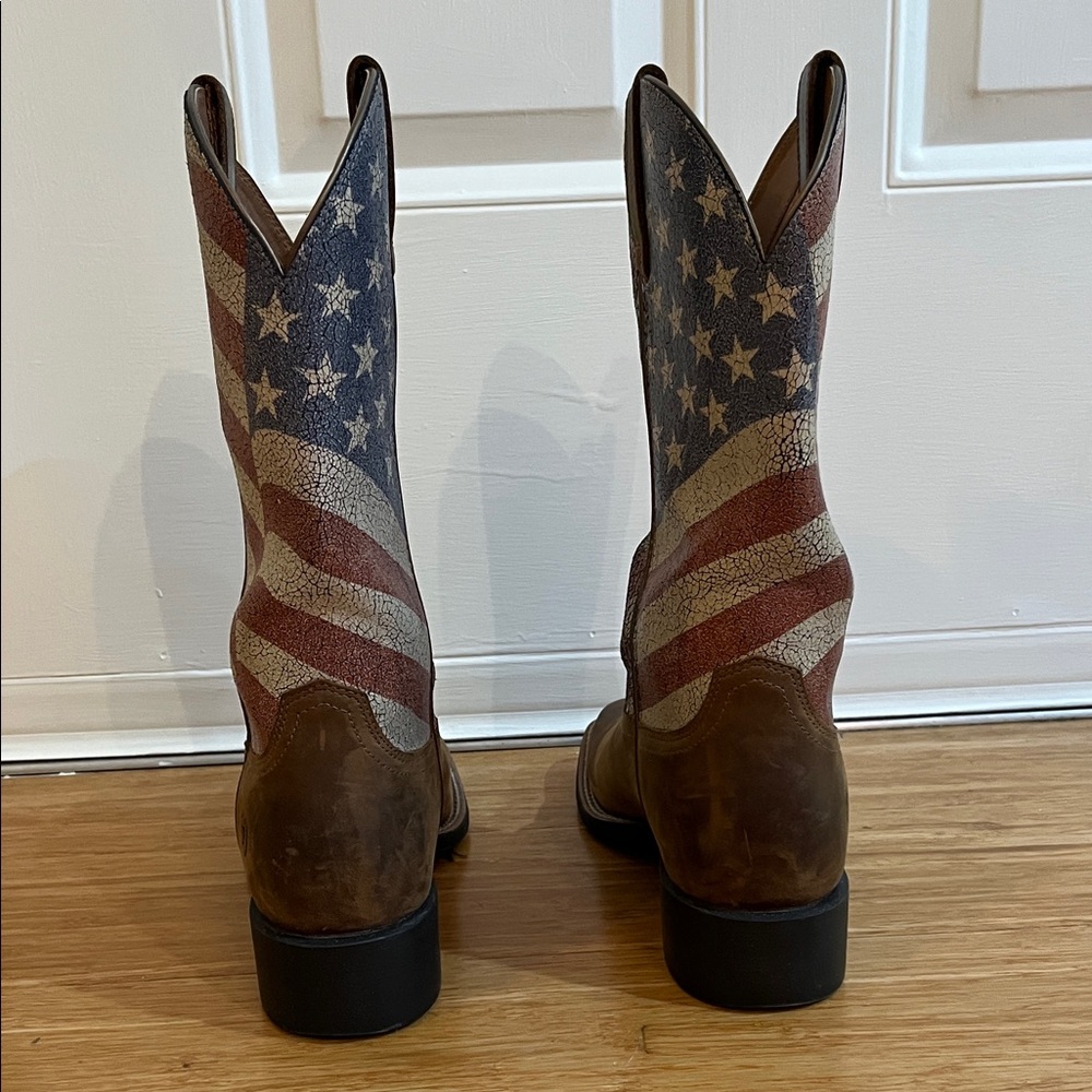 Ariat Women's Western Flag Heeled Boots - Brown/Red/Blue - Picture 2 of 5